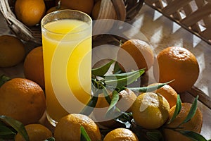 Tangerine basket and juice