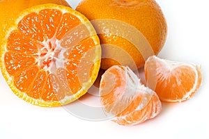 Tangerine or mandarin fruit isolated on white background cutout