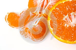 Tangerine or mandarin fruit isolated on white background cutout