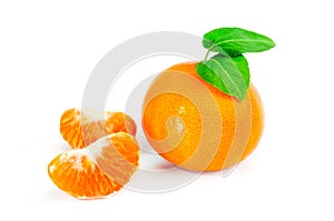 tangerine or mandarin fruit isolated on white background cutout