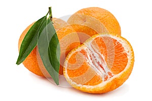 Tangerine tropical fruit on white