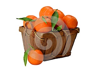 Tangerine in a wooden basket