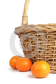 Tangerines on a background of a basket.