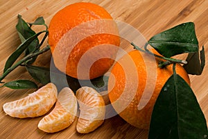 Tangerines with leaves