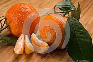 Tangerines with leaves