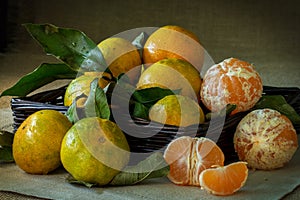 Tangerines with leaves