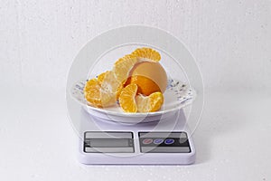 tangerines peeled and peeled on scales