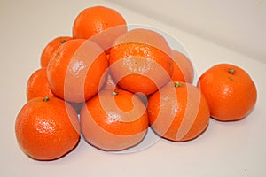 Tangerines on a white background