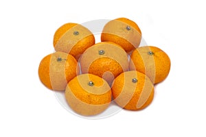 Tangerines on a white background