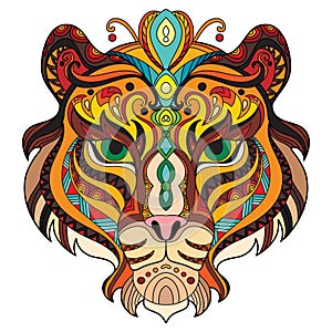 Tangle azian tiger vector colorful isolated illustration