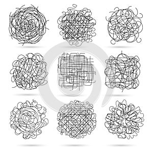 Tangle line scribbles set