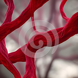 A Tangle of Red Blood Vessels in the Human Body