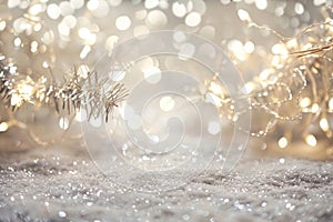 A tangle of white string lights shines brightly