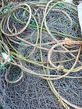 Tangled Fishing Net, Rope and Floats