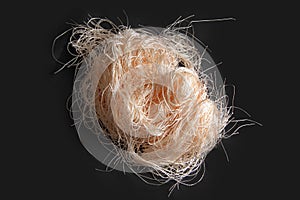 Tangled bright, lightweight threads for needlework. Knitting yarn closeup Handemade