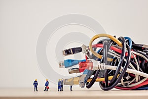 Tangled bunch of network cables