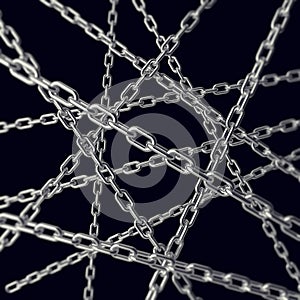 Tangled chain isolated on white background. 3d illustration