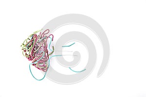 Tangled isolated wire on the white background.