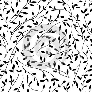 Tangled thin twigs vector seamless pattern