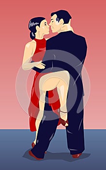 Tango dancers, embrace