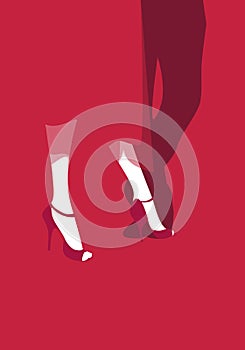 Tango dancers shoes and legs. Vector Illustration