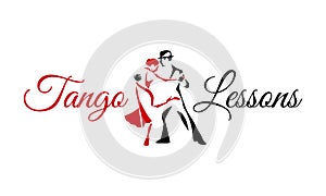 Tango dancing couple man and woman vector illustration, logo, icon for dansing school, party, lessons