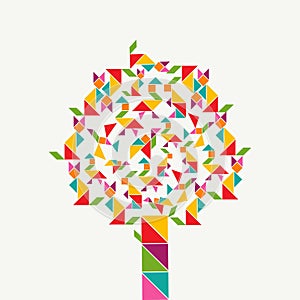 Tangram geometry shape tree concept