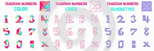 Tangram puzzle game Schemas with different numbers