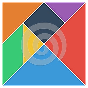 Tangram square brain game base pieces flat UI colors vector illustraition