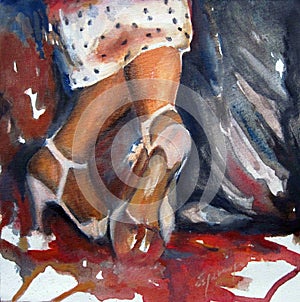 Tanguito Original artwork of Argentine tango Feet of the dancers tied up Buenos Aires, Argentina photo