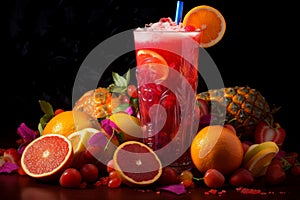 Tangy Fruit frizzle juice. Generate Ai photo
