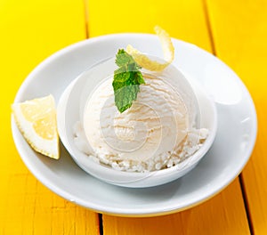 Tangy lemon sorbet served with zest