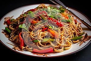 Tangy Noodles stir fry. Generate Ai