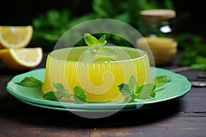 Tangy Plate of lemon jelly mint. Generate Ai