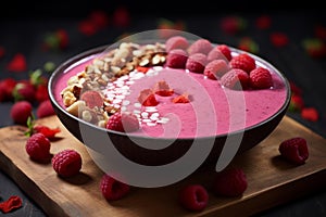 Tangy Raspberry smoothie bowl. Generate AI