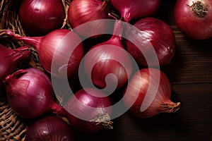 Tangy Red onions top view. Generate Ai photo