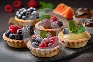 Tangy Sweet tartlets food. Generate Ai photo