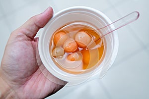 Tangyuan or tang yuan  Chinese sweetheart soup is a Chinese dessert made from glutinous rice