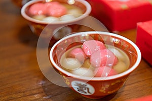 Tangyuan or tang yuan  Chinese sweetheart soup is a Chinese dessert made from glutinous rice