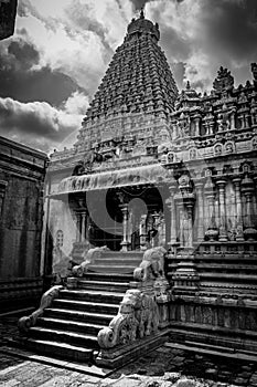 Tanjore Big Temple or Brihadeshwara Temple was built by King Raja Raja Cholan in Thanjavur, Tamil Nadu