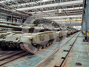 Tank Assembly Line in Industrial Warehouse