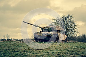 Tank on a battelfield