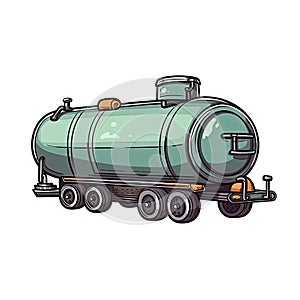 Tank Car In Cartoon Style Stiker On White Background On Isolated Transparent Background, Png, Logo. Generative AI