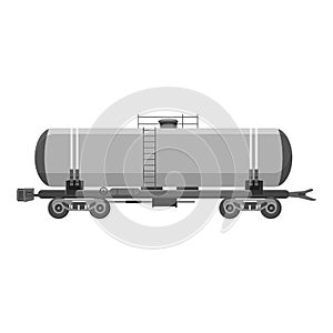 Tank car for gasoline icon, gray monochrome style