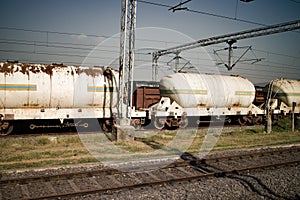 Tank cars in railyard