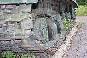 Tank caterpillar close up