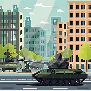Tank in the city, russian ukrainan war