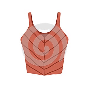 Tank crop top, sleeveless garment. Summer fashion clothes, modern casual apparel with v-neck. Women wearing in trendy photo