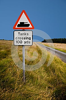 Tank Crossing Road Sign