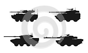 Tank destroyer icon set. maneuver combat vehicles. vector images for military web design photo